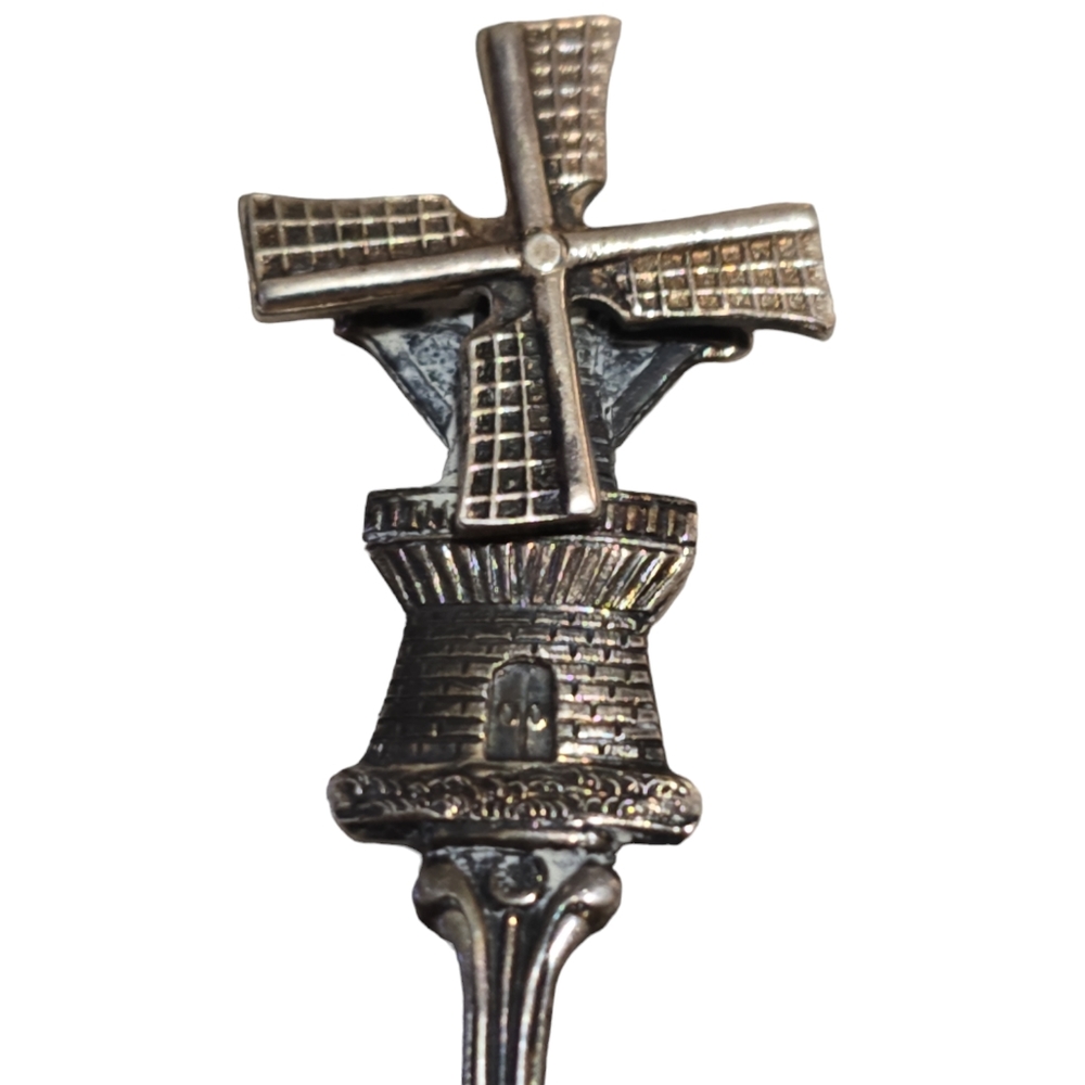 Old Rare Antique Dutch Windmill Silver Souvenir Spoon Dezet 90 L12